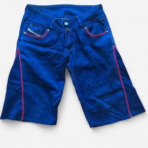 Diesel Blue Shorts with Pink Stitching